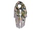Šedý šátek s květinami a listy - 70*180 cm
