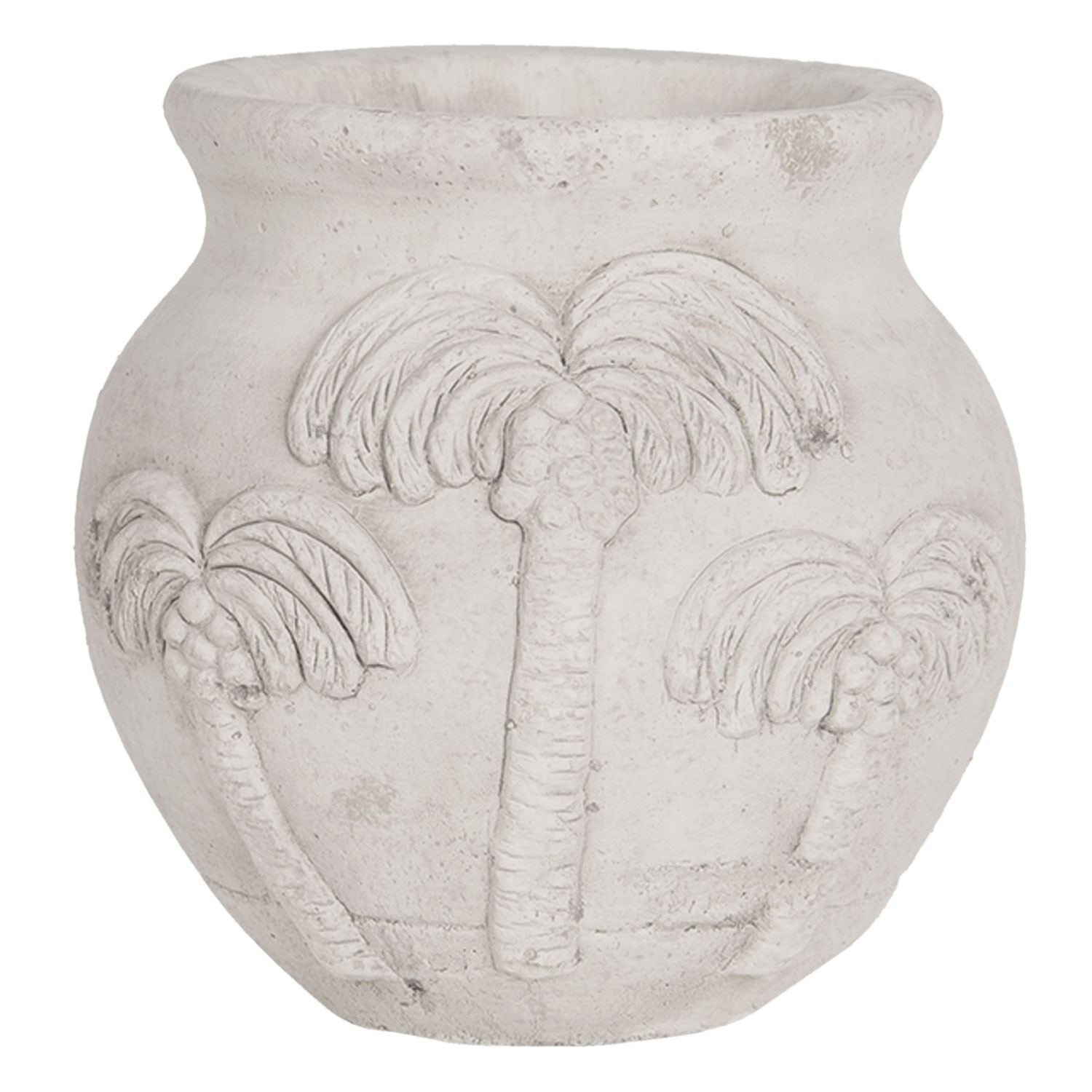 Šedý cementový květináč Palmy - Ø 15*14 cm