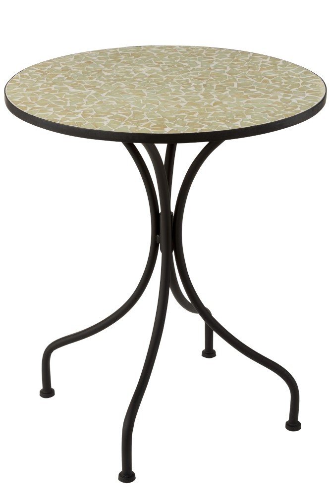 Kovový černý kulatý stůl s mozaikou Shard Yellow - ∅ 61*71 cm J-Line by Jolipa