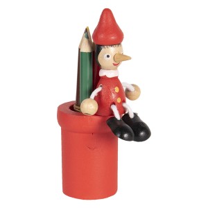Červený stojánek na tužky s Pinocchiem - 11 cm