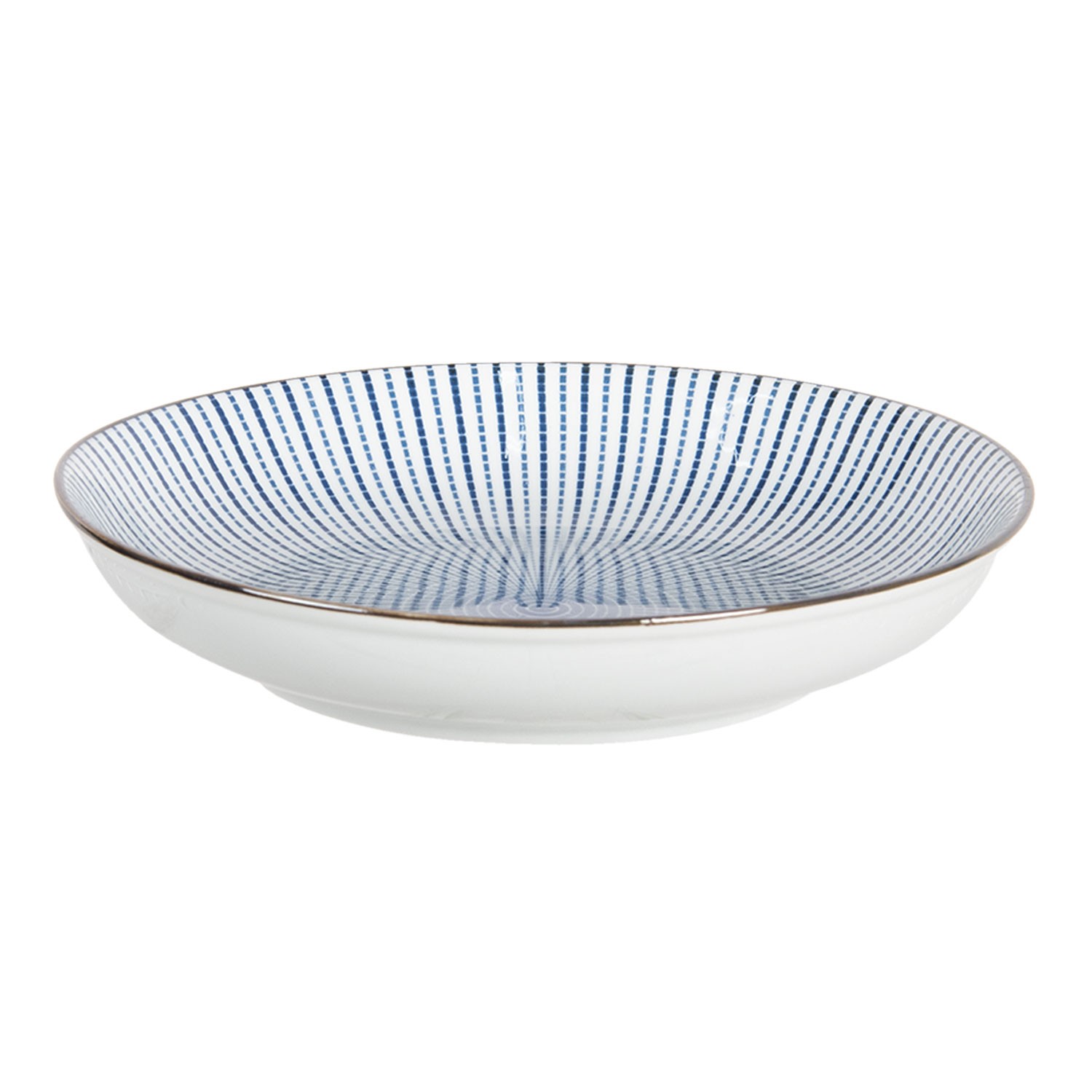 Hluboký talíř s modrým zdobením BlueLine - Ø 20*4 cm Clayre & Eef