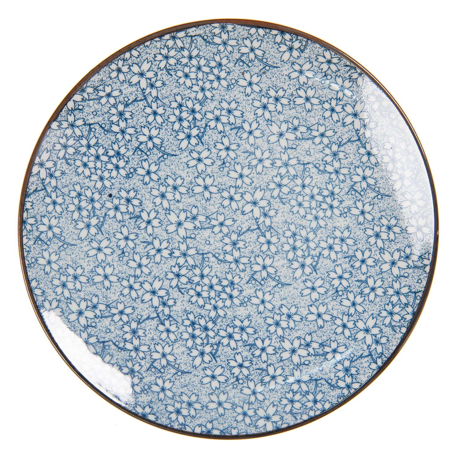 Dezertní talíř modré kvítky BlueFlow - Ø21 cm Clayre & Eef