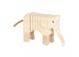 Světle hnědá dřevěná dekorativní soška slona - 4*9*11 cm