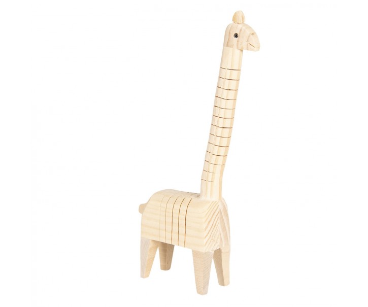 Světle hnědá dekorativní dřevěná soška žirafy - 4*6*24 cm