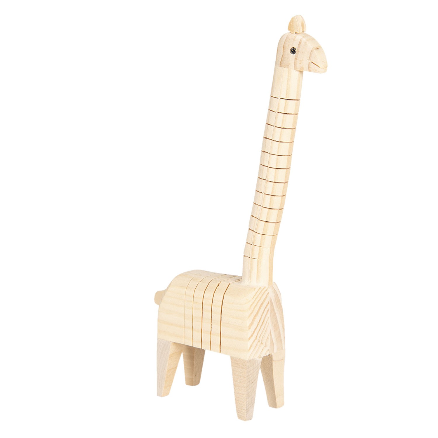 Světle hnědá dekorativní dřevěná soška žirafy - 4*6*24 cm Clayre & Eef