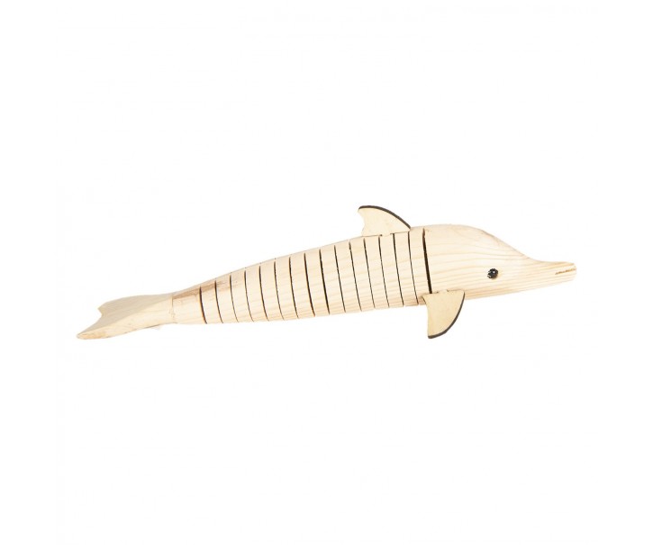 Světle hnědý dřevěný dekorativní delfín - 32*5 cm