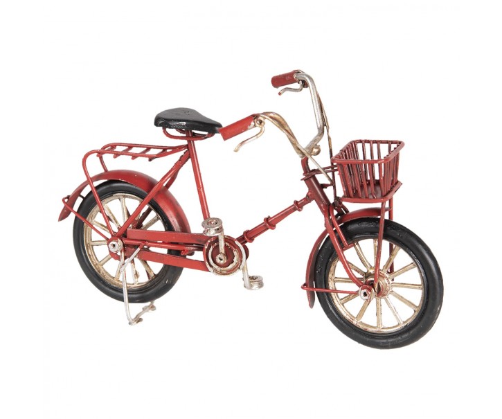 Malý retro model červeného kola s košíkem - 16*6*10 cm