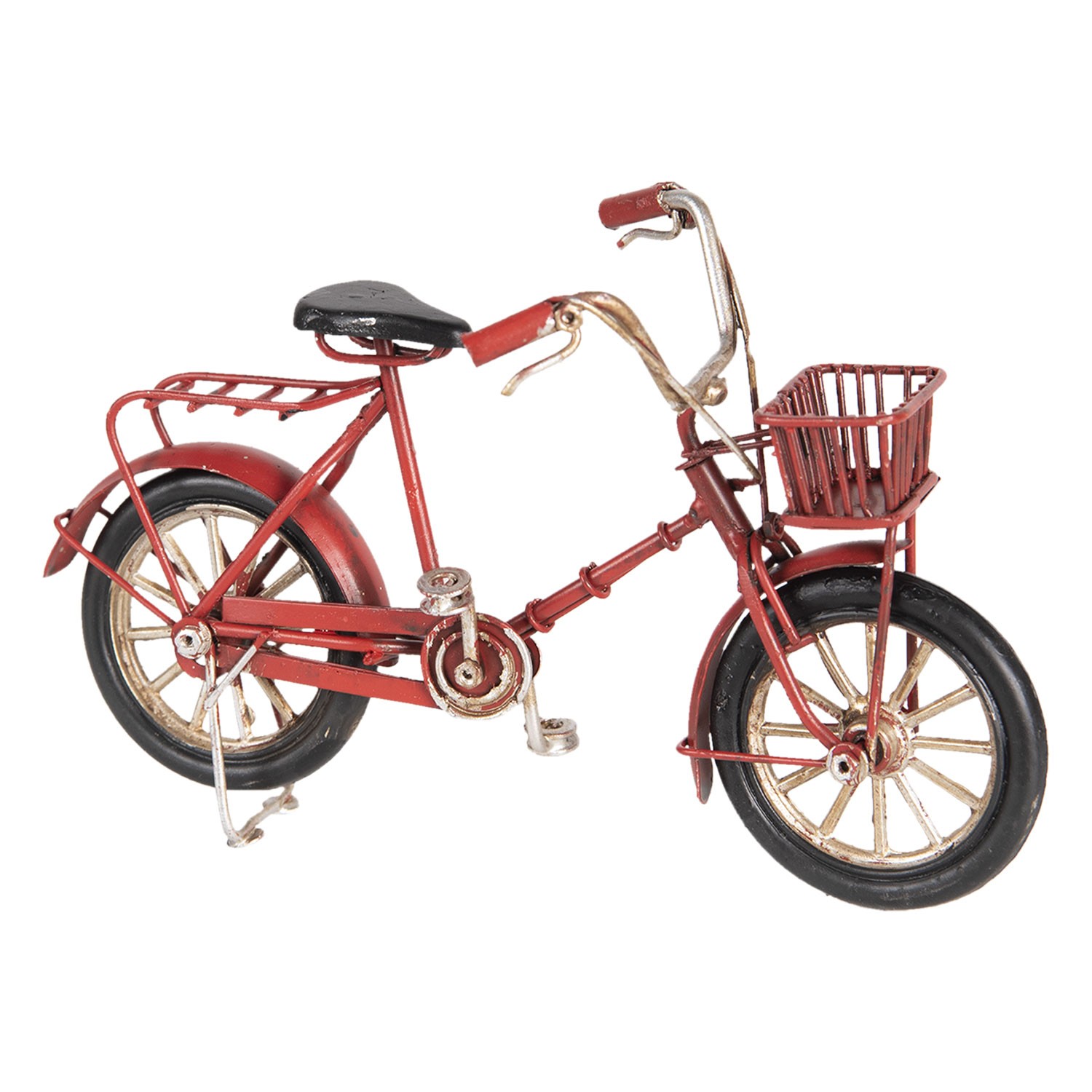 Malý retro model červeného kola s košíkem - 16*6*10 cm Clayre & Eef