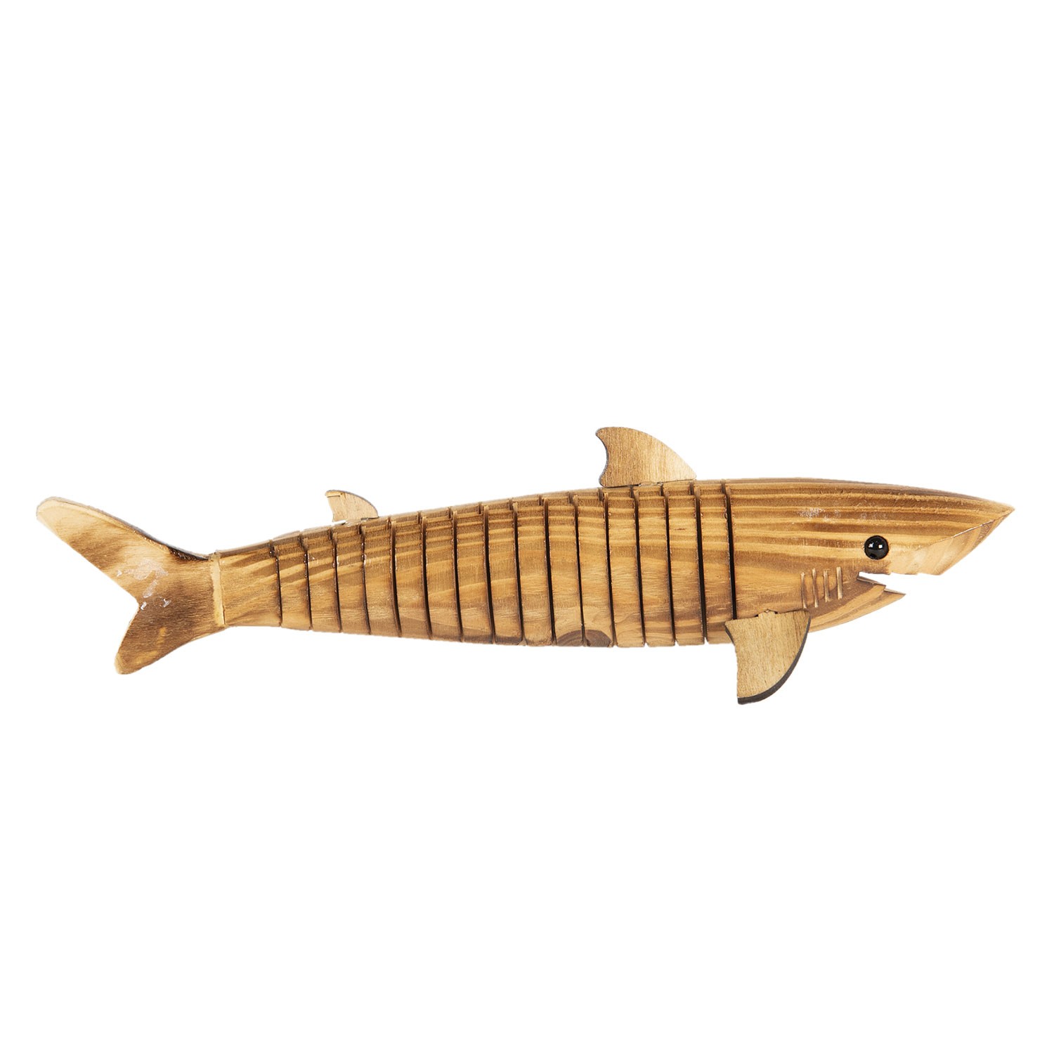 Dřevěná hnědá dekorativní soška žraloka - 32*5 cm 6H1840