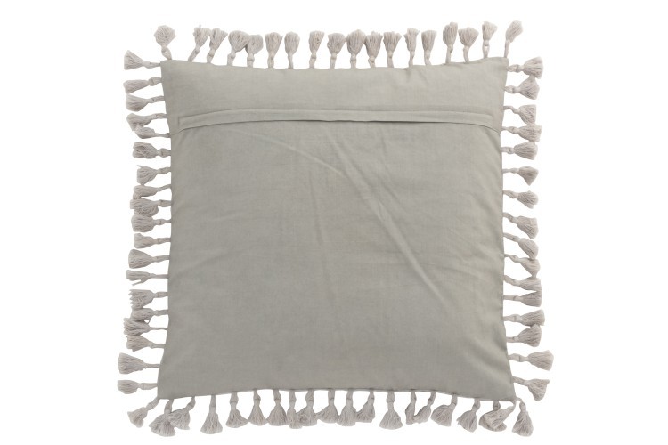 Sametový šedý polštář Moroccan II s třásněmi - 45*45 cm