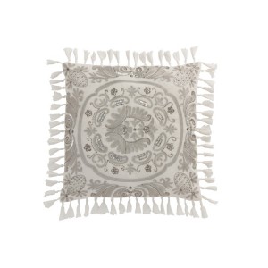Sametový bílý polštář Moroccan s třásněmi - 45*45 cm
