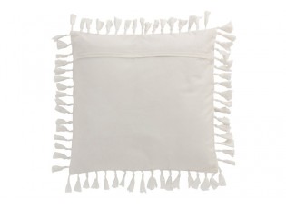 Sametový bílý polštář Moroccan s třásněmi - 45*45 cm