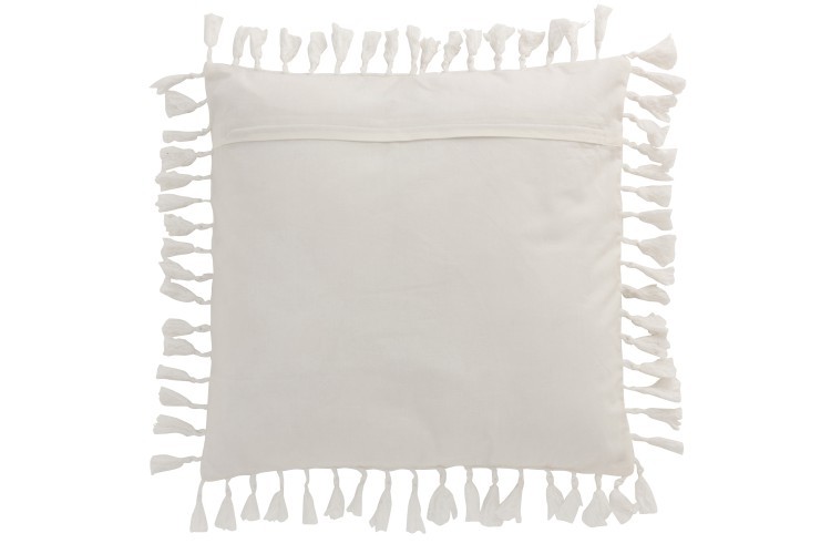 Sametový bílý polštář Moroccan s třásněmi - 45*45 cm