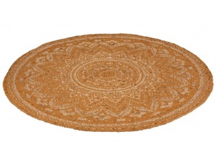Jutový koberec oranžová Mandala - Ø 120 cm