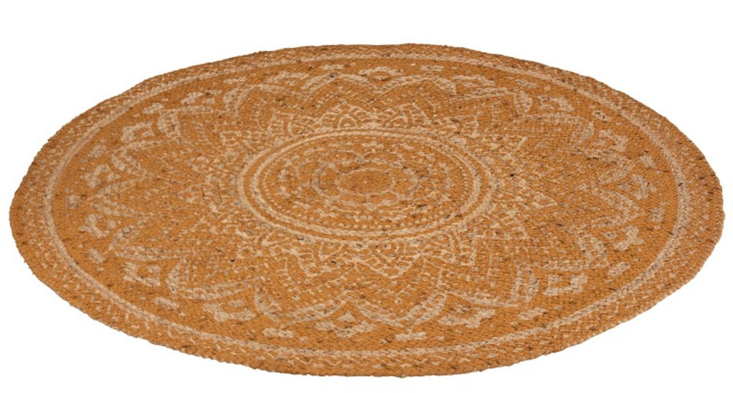 Jutový koberec oranžová Mandala - Ø 120 cm J-Line by Jolipa