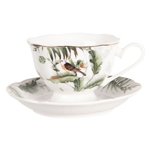 Porcelánový šálek s podšálkem Tropical birds - Ø 15*7 cm / 0,22L