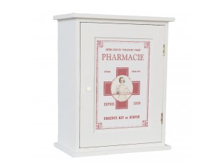 Bílá antik dřevěná lékárnička Pharmacie - 24*30*13