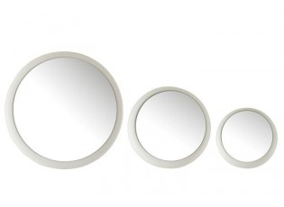 Set 3 bílých kovových zrcadel Matte - 41*41*6 cm