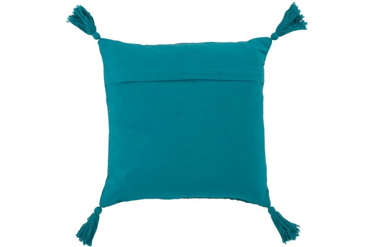 Tyrkysový polštář Fayola s třásněmi - 45*45 cm