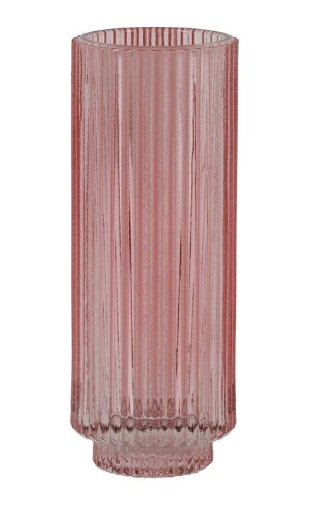 Růžový skleněný svícen Philon – Ø 6*16 cm