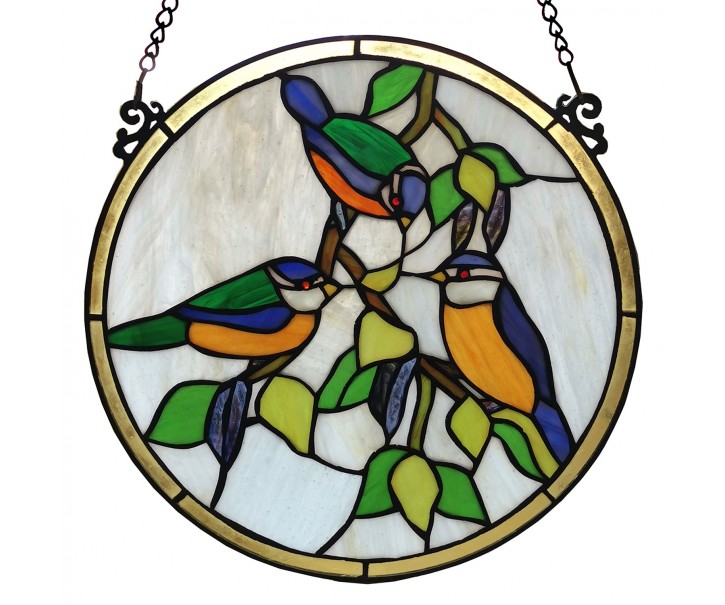 Tiffany panel Les oiseaux – Ø 30 cm