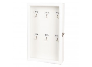 Bílá dřevěná skříňka na klíče - 24*7*38 cm