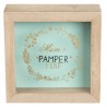 Dřevěná pokladnička Mum's Pamper - 14*5*14 cmBarva: Vícebarevná Materiál: Dřevo MDF / Sklo 