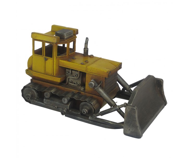Retro kovový model žlutý buldozer - 33*19*17 cm