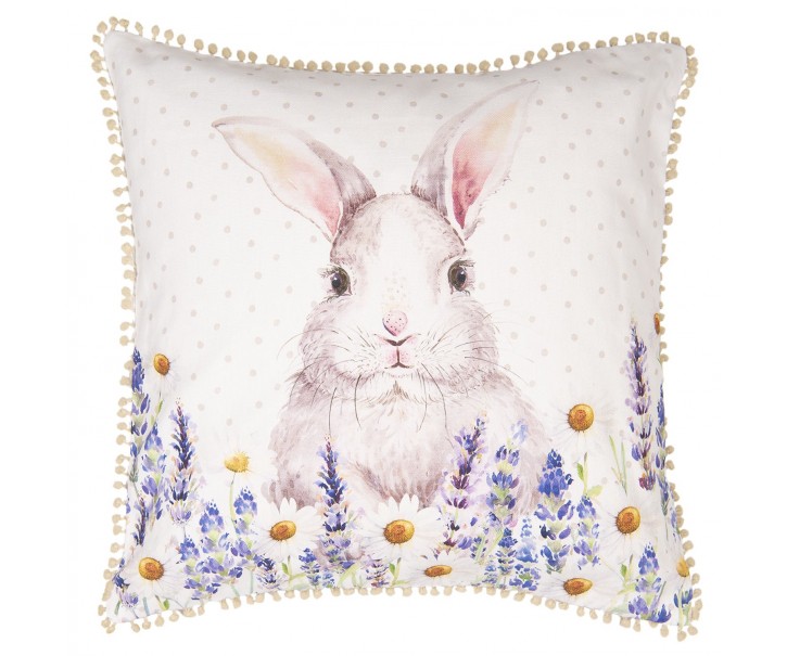 Povlak na polštář Lavander Fields s králíčkem - 40*40 cm Clayre & Eef