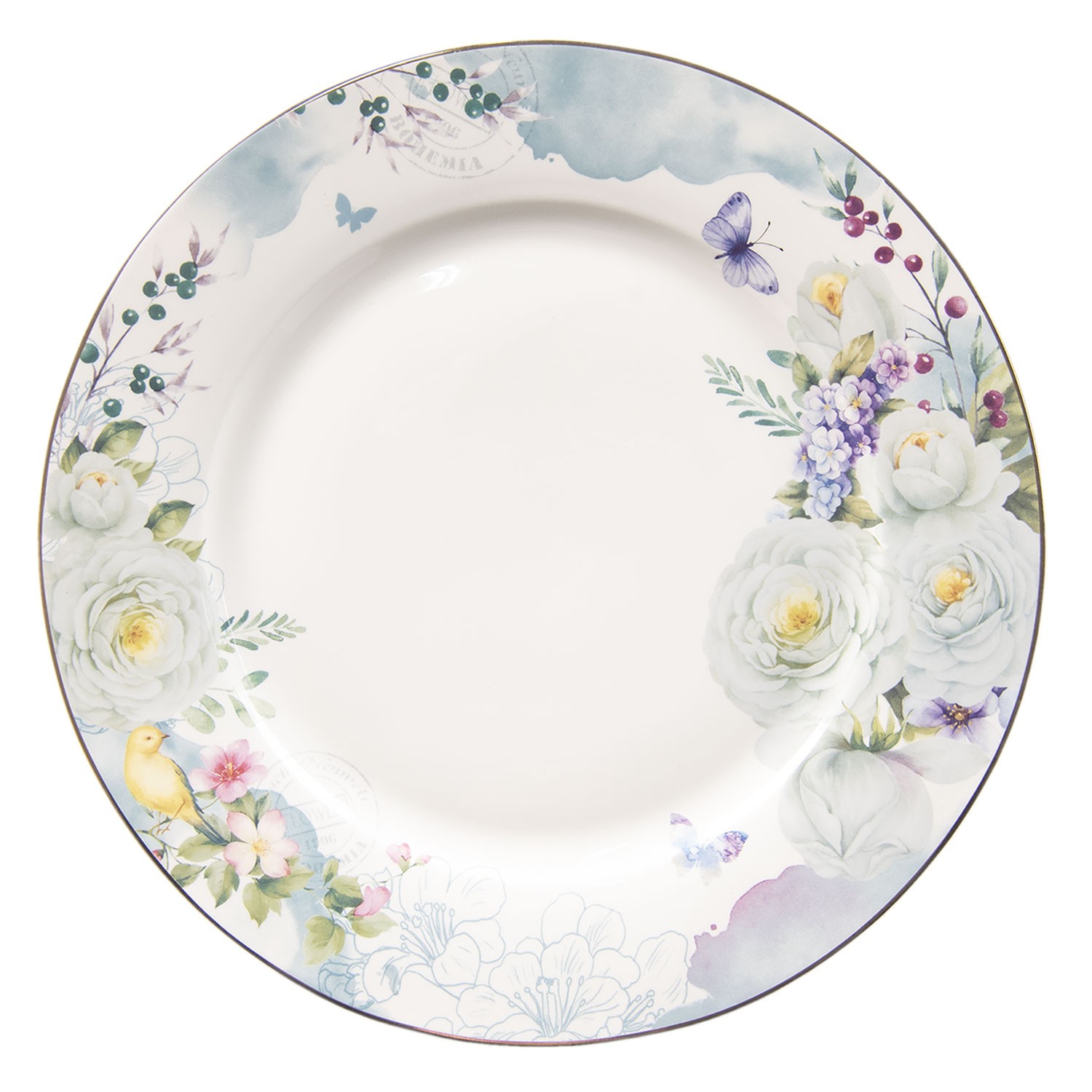 Porcelánový jídelní talíř Butterfly - Ø 26*2 cm Clayre & Eef
