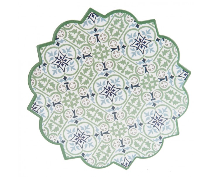 Zelená keramicko-korková podložka pod nádobí Ornament - 20*20 cm