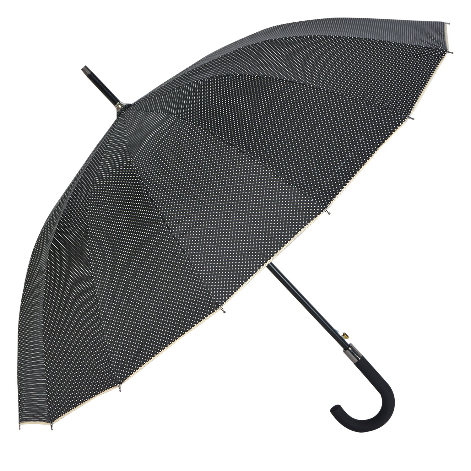 Černo béžový deštník s puntíky - Ø 60  cm Clayre & Eef