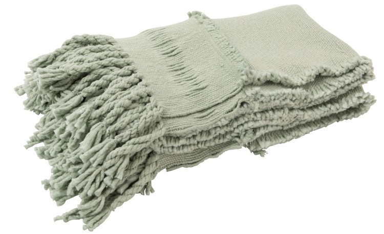 Zelený pléd Tassel s třásněmi - 130*170 cm