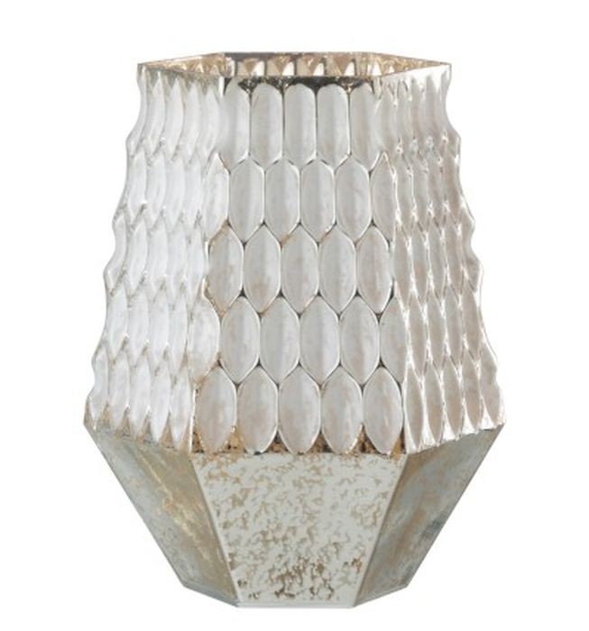 Champagne skleněný svícen na čajovou svíčku - 17*15*22cm
