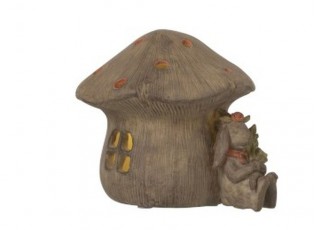 Svítící domek houba s králíkem - 16*14cm