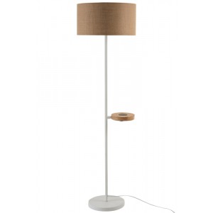 Bílá kovová stojací lampa s nabíjením na telefon Metvit- Ø 45*166cm / E27