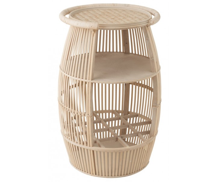 Dřevěný odkládací stolek s plochou na láhve Barrel - Ø52*78cm
