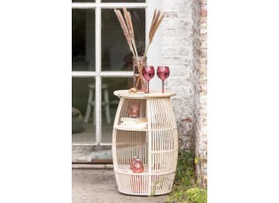 Dřevěný odkládací stolek s plochou na láhve Barrel - Ø52*78cm