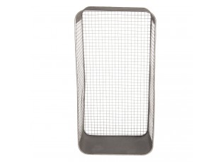 Nástěnná šedá kovová polička z pletiva - 28*15*57 cm