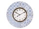 Nástěnné hodiny s potiskem v designu dlaždic s modrými ornamenty – Ø 58*4 cm / 1*AA Clayre & Eef