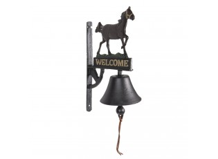 Litinový zvonek s koněm Welcome - 21*13*35 cm