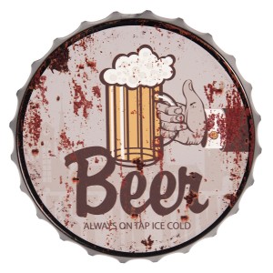 Kovová kulatá cedule Beer -Ø 33*5 cm