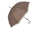 Hnědý deštník s puntíky a béžovým lemem