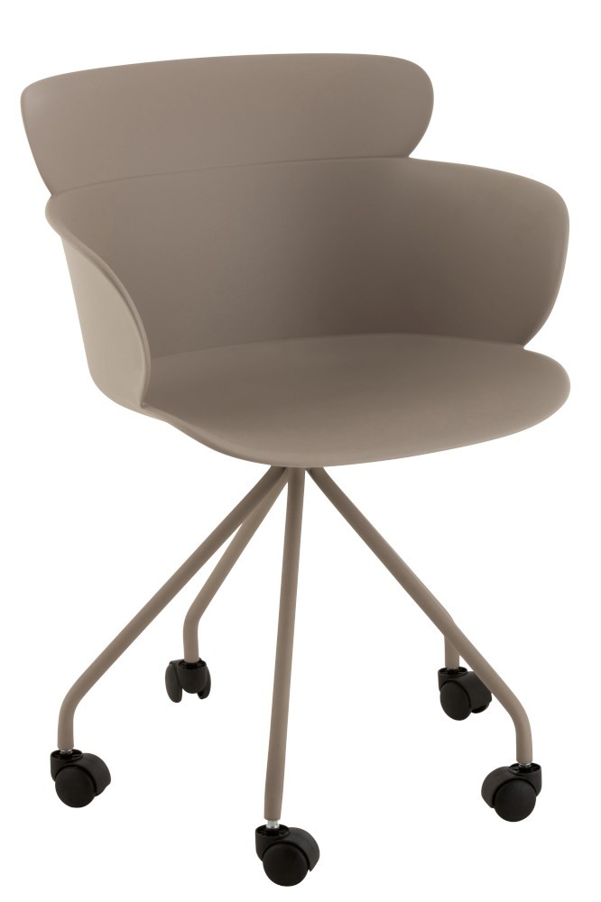 Plastová šedá židle na kolečkách Eva - 56*53*81 cm J-Line by Jolipa