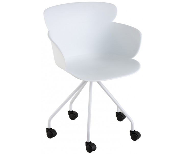 Plastová bílá židle na kolečkách Eva - 56*53*81 cm