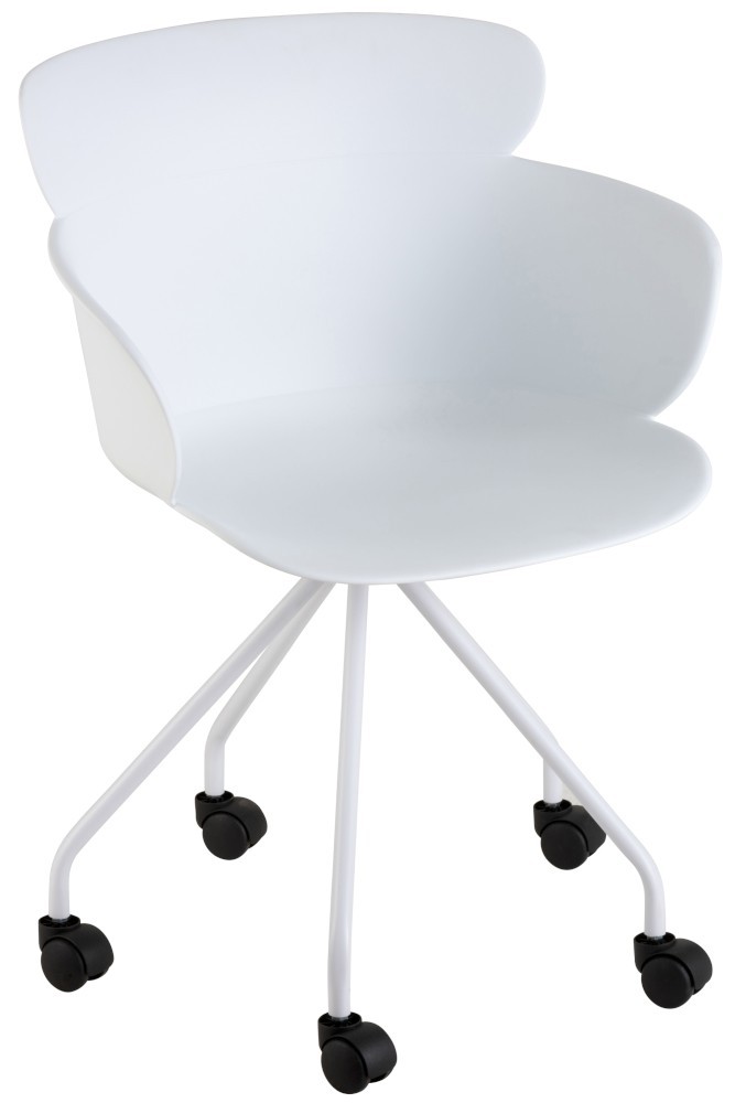 Plastová bílá židle na kolečkách Eva - 56*53*81 cm J-Line by Jolipa