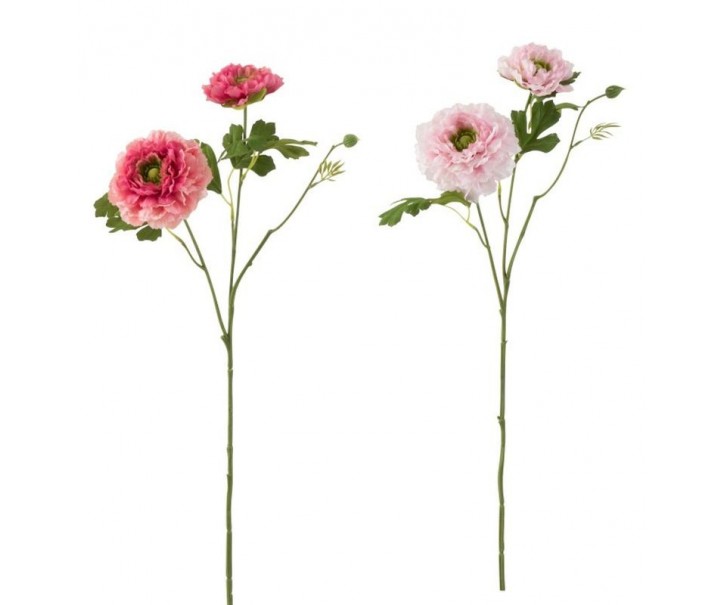 2ks růžová kytička Pryskyřník - 56cm