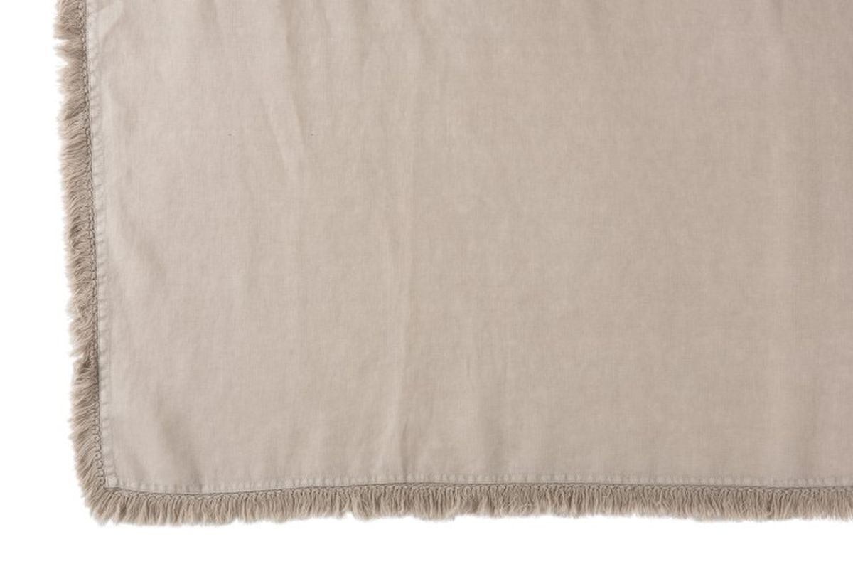 Levně Béžový lněný pléd s třásněmi Franje - 150*200 cm 83359