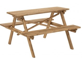Venkovní  bambusový set lavice a stůl Bambo - 204*20*74 cm
