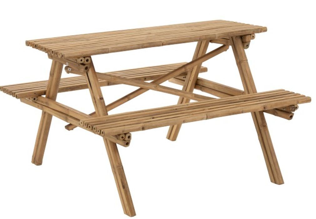 Venkovní  bambusový set lavice a stůl Bambo - 204*20*74 cm J-Line by Jolipa